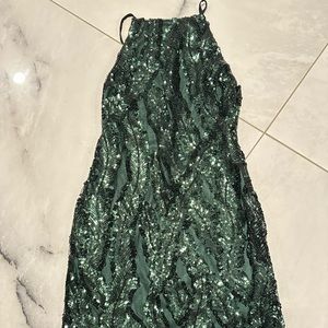 Green Sequin midnight slip small mini dress small new years NYE